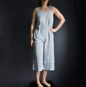 Gap Linen Stripe Jumpsuit Romper Belted